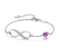 LOUISA SECRET Bracelet Femme Argent 925 Infini, Bracelet d’amour Femme Réglable, Bijoux Femme Cadeaux Saint Valentin Femme Anniversaire Fête des Mères Cadeau Maman Infinity Heart Bracelets Silver