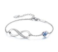 LOUISA SECRET Bracelet Femme Argent 925 Infini, Bracelet d’amour Femme Réglable, Bijoux Femme Cadeaux Saint Valentin Femme Anniversaire Fête des Mères Cadeau Maman Infinity Heart Bracelets Silver