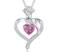 LOUISA SECRET Cadeau de fête des mères pour maman, collier en forme de cœur avec pierre de naissance pour femme, bijou en argent sterling 925, collier avec pendentif en forme de cœur, cadeau