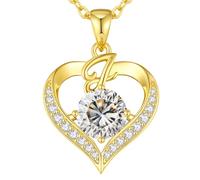 LOUISA SECRET Collier Femme A-Z Initiales en Capitale, Pendentif Cœur d'Amour avec Plaque d'Or 18K, Bijoux Personnalisés pour Femme, Épouse, Mère, Anniversaire, Anniversaire de Mariage, Fête des Mères