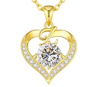 LOUISA SECRET Collier Femme A-Z Initiales en Capitale, Pendentif Cœur d'Amour avec Plaque d'Or 18K, Bijoux Personnalisés pour Femme, Épouse, Mère, Anniversaire, Anniversaire de Mariage, Fête des Mères