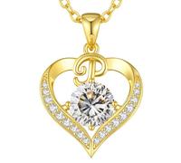 LOUISA SECRET Collier Femme A-Z Initiales en Capitale, Pendentif Cœur d'Amour avec Plaque d'Or 18K, Bijoux Personnalisés pour Femme, Épouse, Mère, Anniversaire, Anniversaire de Mariage, Fête des Mères