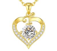 LOUISA SECRET Collier Femme A-Z Initiales en Capitale, Pendentif Cœur d'Amour avec Plaque d'Or 18K, Bijoux Personnalisés pour Femme, Épouse, Mère, Anniversaire, Anniversaire de Mariage, Fête des Mères