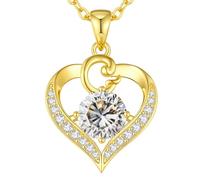 LOUISA SECRET Collier Femme A-Z Initiales en Capitale, Pendentif Cœur d'Amour avec Plaque d'Or 18K, Bijoux Personnalisés pour Femme, Épouse, Mère, Anniversaire, Anniversaire de Mariage, Fête des Mères