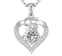 LOUISA SECRET Collier Femme A-Z Initiales en Capitale, Pendentif Cœur d'Amour avec Plaque d'Or 18K, Bijoux Personnalisés pour Femme, Épouse, Mère, Anniversaire, Anniversaire de Mariage, Fête des Mères