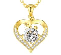 LOUISA SECRET Collier Femme A-Z Initiales en Capitale, Pendentif Cœur d'Amour avec Plaque d'Or 18K, Bijoux Personnalisés pour Femme, Épouse, Mère, Anniversaire, Anniversaire de Mariage, Fête des Mères