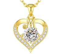 LOUISA SECRET Collier Femme A-Z Initiales en Capitale, Pendentif Cœur d'Amour avec Plaque d'Or 18K, Bijoux Personnalisés pour Femme, Épouse, Mère, Anniversaire, Anniversaire de Mariage, Fête des Mères