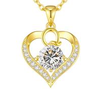 LOUISA SECRET Collier Femme A-Z Initiales en Capitale, Pendentif Cœur d'Amour avec Plaque d'Or 18K, Bijoux Personnalisés pour Femme, Épouse, Mère, Anniversaire, Anniversaire de Mariage, Fête des Mères