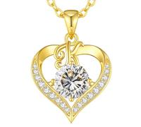 LOUISA SECRET Collier Femme A-Z Initiales en Capitale, Pendentif Cœur d'Amour avec Plaque d'Or 18K, Bijoux Personnalisés pour Femme, Épouse, Mère, Anniversaire, Anniversaire de Mariage, Fête des Mères