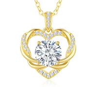 LOUISA SECRET Collier Femme Coeur torsadé mossanite en Argent 925, Pureté VVS1 Couleur D, Pendentif Bijou Cadeau pour Elle Noël Saint Valentin Fête des Mères Anniversaire