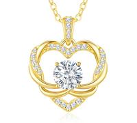 LOUISA SECRET Collier Femme Coeur torsadé mossanite en Argent 925, Pureté VVS1 Couleur D, Pendentif Bijou Cadeau pour Elle Noël Saint Valentin Fête des Mères Anniversaire