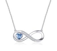 LOUISA SECRET Collier Infini Femme Argent 925, Pendentif Cœur en Zirconia Cubique, Cadeau pour Maman, Noël, Anniversaire - Bijoux pour Femme