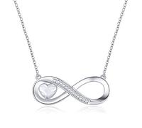 LOUISA SECRET Collier Infini Femme Argent 925, Pendentif Cœur en Zirconia Cubique, Cadeau pour Maman, Noël, Anniversaire - Bijoux pour Femme