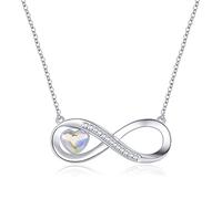 LOUISA SECRET Collier Infini Femme,Infini Pendentif Femme Argent 925, Zirconia Cubique Coeur Pendentif, Cadeau NOEL Femme, Cadeau Anniversaire Femme, Cadeau Maman, Bijoux Collier pour Femme