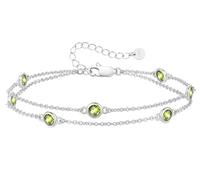 LOUISA SECRET Femmes bracelet stratifié Pierre de roulement pendentif femmes fille double chaîne 925 bracelet en argent sterling, cadeau d'anniversaire de Noël pour la mère de la petite amie