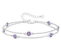 LOUISA SECRET Femmes bracelet stratifié Pierre de roulement pendentif femmes fille double chaîne 925 bracelet en argent sterling, cadeau d'anniversaire de Noël pour la mère de la petite amie