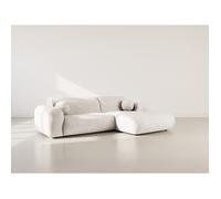 Louise - Canapé d'angle droit 4 places en velours texturé - Beige