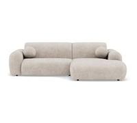Louise - Canapé d'angle droit 4 places en velours texturé - Beige Beige