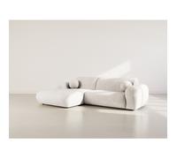 Louise - Canapé d'angle gauche 4 places en velours texturé - Beige