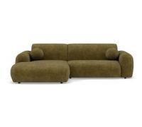 Louise - Canapé d'angle gauche 4 places en velours texturé - Vert Kaki Vert Kaki