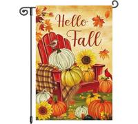 Louise Maelys Hello Fall Garden Flag Chaise Citrouille Tournesol Floral Double Face Saisonnier Automne Petit Tha
