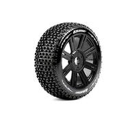Louise RC - B-Pirate - Pneus 1-8e Buggy - Soft - Jantes à batons Noirs - Hex 17mm - 1 Paire