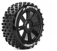 Louise RC - B-ROCK - Pneus 1-8e Buggy - Soft - Jantes à batons Noirs - Hex 17mm - 1 Paire