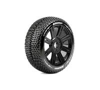 Louise RC - B-Turbo - Pneus 1-8e Buggy - Soft - Jantes à batons Noirs - Hex 17mm - 1 Paire