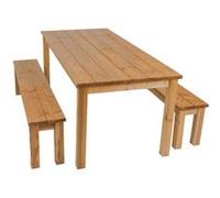 Louise Table de Pique Nique en Bois et Bancs en Bois 200 cm - Marron Multicolore G