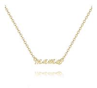 LOUISE VELLA Collier avec pendentif pour femme en or 14 carats avec pendentif en forme de lettre simple, solide et plein d'amour, collier pour maman, longueur réglable (40,6 à 45,7 cm)