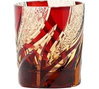 LOUISEQUN Edo Kiriko Verre à double verre à l'ancienne coupe à la main Verre rouge 255 ml pour whisky, boissons, verres à whisky