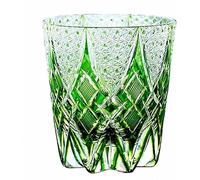 LOUISEQUN Edo Kiriko - Verre à whisky sculpté à la main en cristal pour whisky, cocktail, vodka, bière, 340 ml (vert)