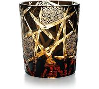 LOUISEQUN Edo Kiriko - Verres à whisky style japonais en cristal ambré - Noir - Coupe diamant - Pour cocktail et vodka