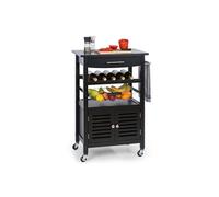 Louisiana Chariot de service Chariot de cuisine 5 plateaux Bois Porte-serviettes mobile