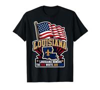 Louisiana Honors The Red White and Blue T-Shirt Graphique avec Valeur, Homme, Noir, L