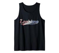 Louisiana USA Patriotic Distressed Red White Blue Débardeur