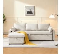 Louison - Canapé Convertible 3 Places Méridienne - Tissu Beige