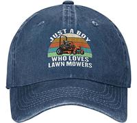 LOUJIN Casquette de baseball pour amateur de tondeuse à gazon Just A Boys Who Loves Lawn Mowers Chapeau pour femme Bleu marine, bleu marine, taille unique