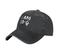 LOUJIN Casquette de baseball unisexe réglable I Am 59 + un doigt d'honneur Chapeau de cowboy Chapeau d'extérieur décontracté Chapeau de soleil respirant pour homme et femme Noir, Noir , taille unique