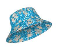 LOUJIN Chapeau bob crâne os mort abstrait bleu femmes hommes casquette de pêcheur extérieur voyage chapeau de soleil respirant avec bande réfléchissante, #64, taille unique