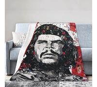 LOUJIN Couverture Che Guevara ultra douce et légère en flanelle polaire pour canapé, sofa, lit - Noir