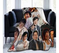 LOUJIN Couverture Jackie Chan en micro-flanelle ultra douce, chaude, confortable, polyvalente, pour canapé et voyage, 125 x 100 cm