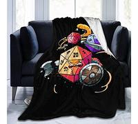 LOUJIN Dungeons and Dragons Dices Couverture en micro polaire ultra douce tricotée réversible 125 x 100 cm