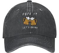 LOUJIN Fuck It Let's Drink Beer Casquette de sport rétro en jean, couleur photo, taille unique