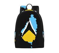 LOUJIN Grand sac à dos en toile avec drapeau de la carte de Sainte Lucie - Sac à dos léger et décontracté pour garçons et filles, #1270, 31cm*16cm*45cm, Cartable