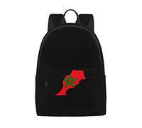 LOUJIN Grand sac à dos en toile avec drapeau du Maroc - Léger et décontracté - Pour garçons et filles, #1293, 31cm*16cm*45cm, Cartable