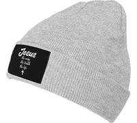 LOUJIN Jesus is The Way The Truth The Life Bonnet en tricot pour homme et femme Noir, couleur photo, taille unique