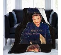 LOUJIN Johnny Hallyday Couverture en micro polaire super douce pour adultes et enfants 150 x 125 cm