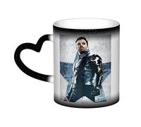 LOUJIN Sebastian Stan Tasse magique personnalisée - Tasse à café sensible à la chaleur - 325 ml - Noir