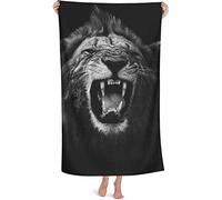 LOUJIN Serviette de bain Lion Serviette de plage douce en microfibre très absorbante 80 x 130 cm